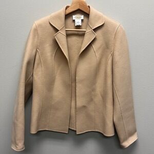 Talbots Wool Blazer Jacket Womens Size 4 Collar Open Front Casual Business
